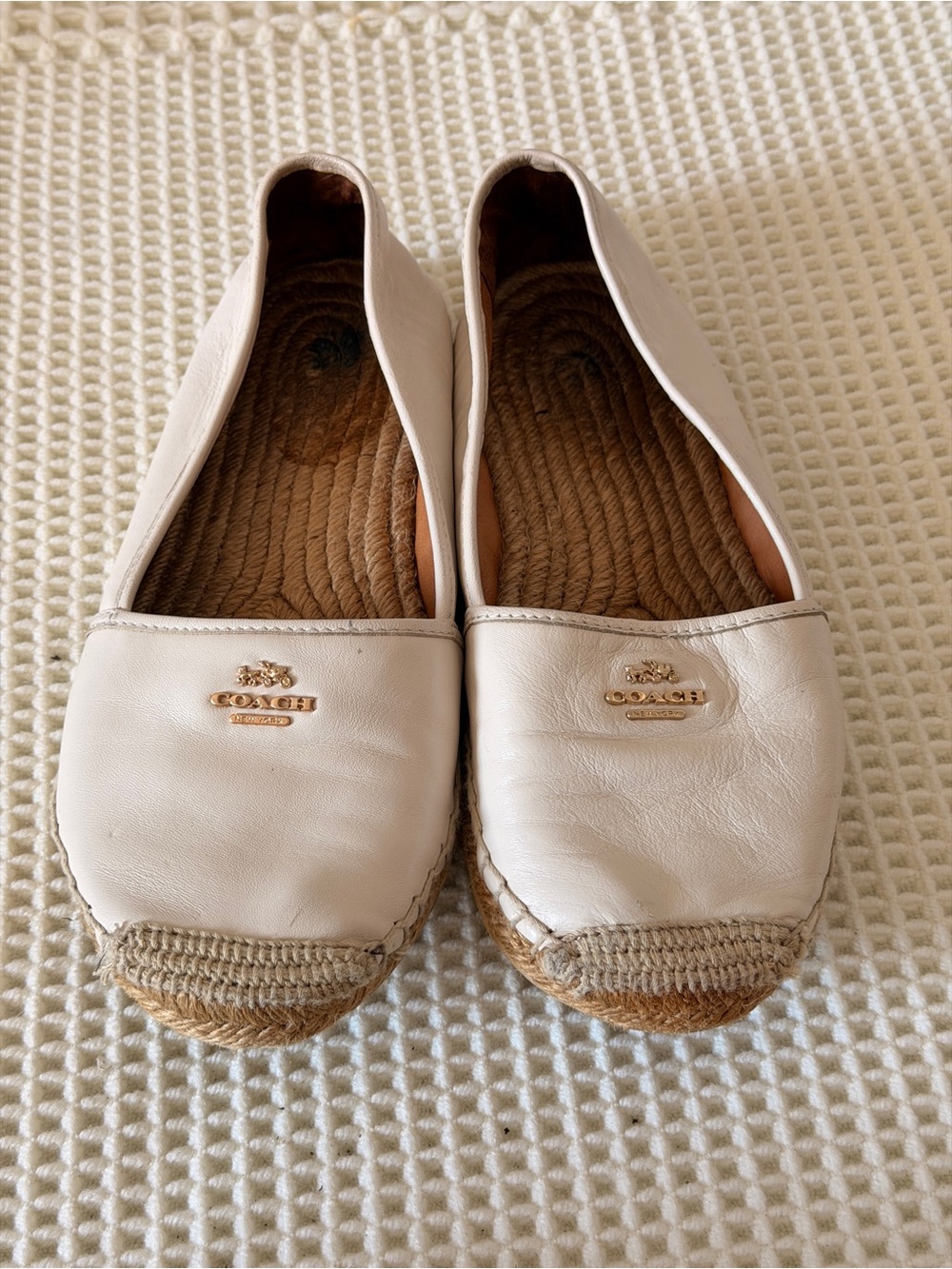 Coach Cream Leather Rhodelle Espadrille Flats